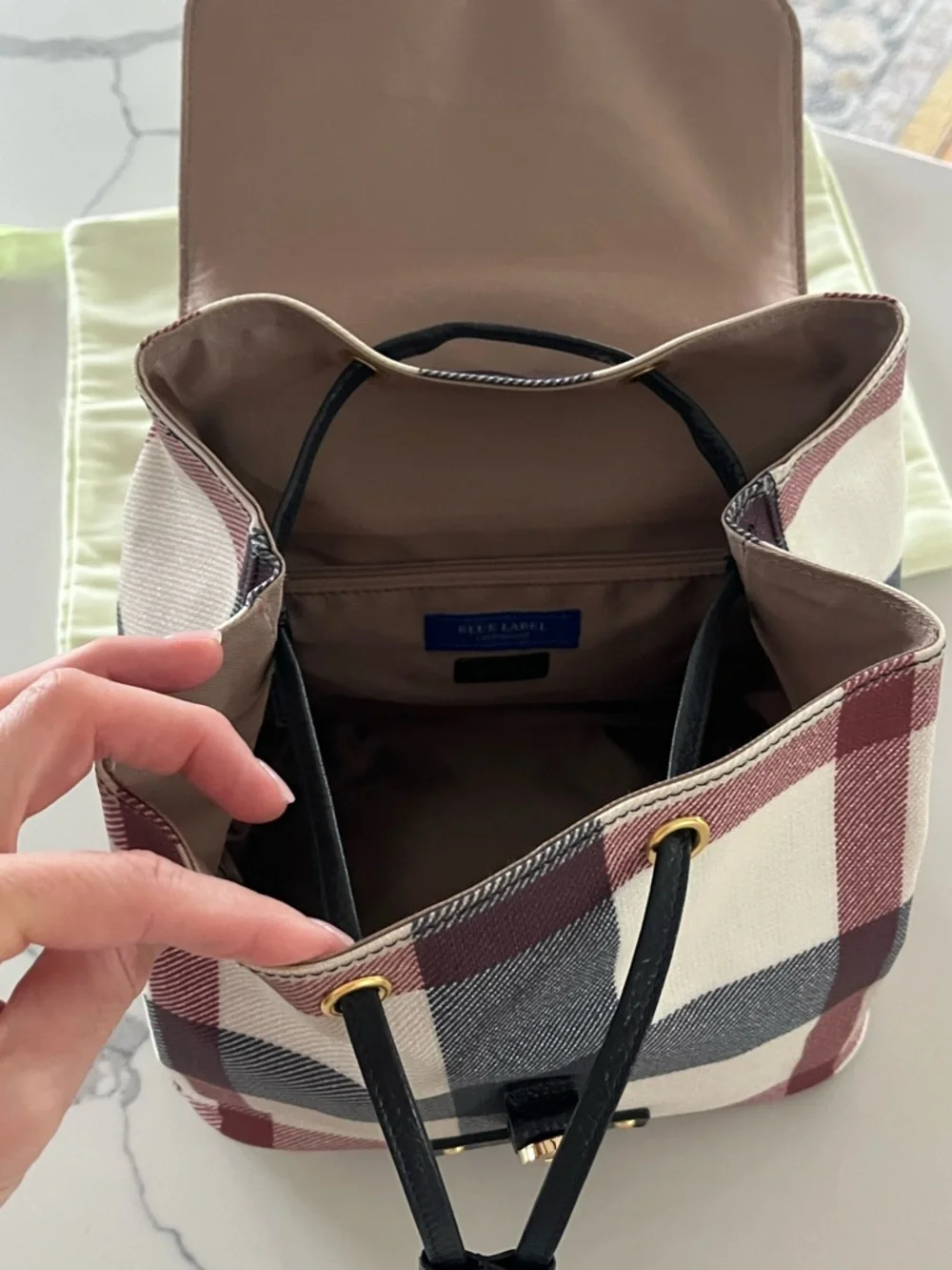 Burberry of Japan Exclusive Blue Label Crestbridge Check Canvas Backpack NWOT